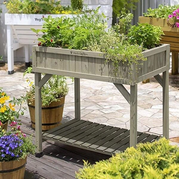 Vegtrug Kruidentafel 58 × 78 × 80 Cm - Grijs 2 Vegtrug Kruidentafel 58 × 78 × 80 Cm - Grijs - Afbeelding 2