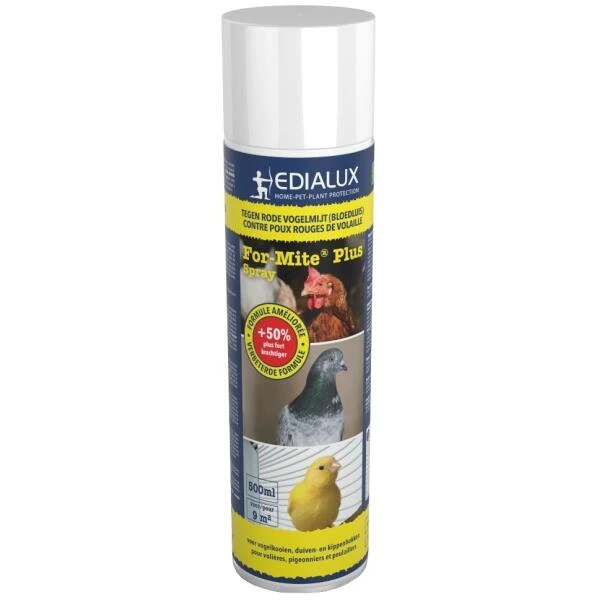 EDIALUX For-mite PLUS Aerosol - Tegen Bloedluizen 500 Ml 1 EDIALUX For-mite PLUS Aerosol - Tegen Bloedluizen 500 Ml