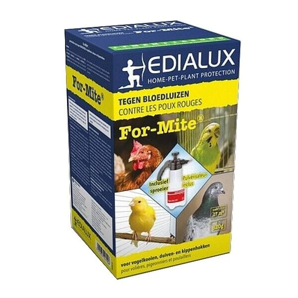 EDIALUX For-mite Tegen Bloedluizen 820 G + Verstuiver 1 EDIALUX For-mite Tegen Bloedluizen 820 G + Verstuiver