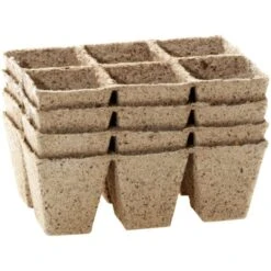 Vezelpotjes Vierkant Biologisch Afbreekbaar - 6 × 6 Cm - Set Van 24 Stuks