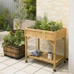 Vegtrug Kruidentafel 58 × 78 × 80 Cm - Naturel -Tuinonderhoud Buiten plantentafel kruidentafel 1540759393 1 600