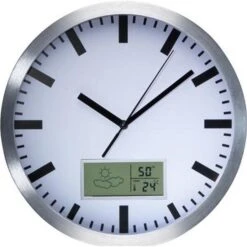 Wandklok Aluminium Met LCD- Display